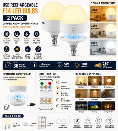 Usb rechargeable e14 - e14, light